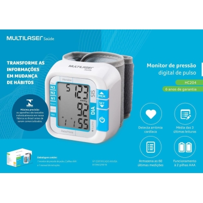 Aparelho de pressao de pulso digital multilaser