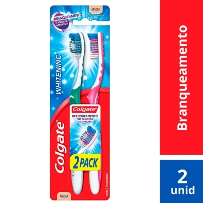 Escova dental colgate whitening c/2 macia, macia