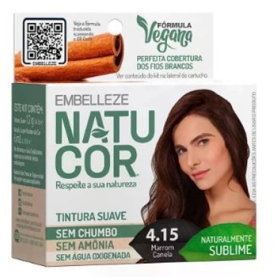 Kit Tintura Natucor Tinta de cabelo tom 4.15 marrom canela x 12g