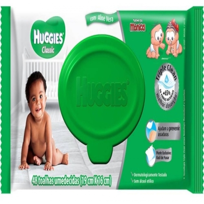 Lenco umedecido huggies turma da monica c/48, aloe vera c/48