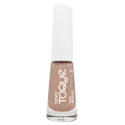 Esmalte novo toque 8ml nude metalico, novo toque nude metalico