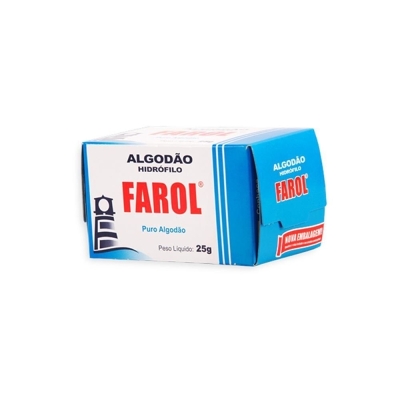 Algodao farol 25g hidrofilo, hidrofilo