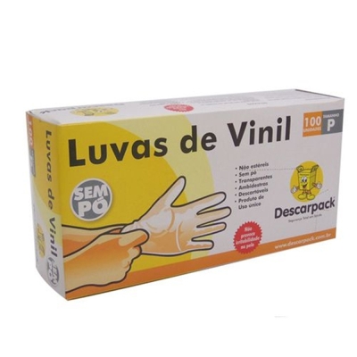 Luva de vinil descarpack s/po m (par)