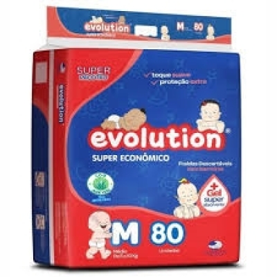 Fralda descartavel evolution super economica m c/80