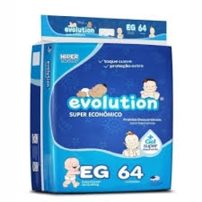 Fralda descartavel evolution super economica eg c/64, eg c/64