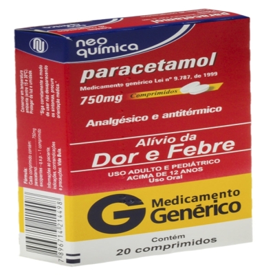 Paracetamol 750mg c/20 gen. neo quimica