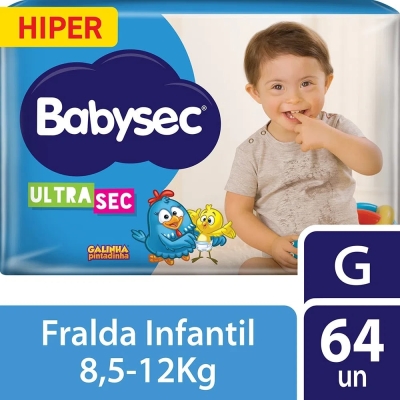 Fralda Descartável Babysec Galinha Pintadinha Hiper Com 64 G