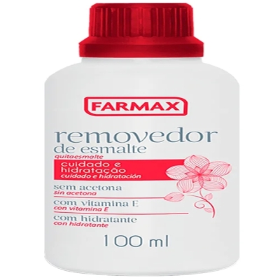 Removedor de esmalte 100ml farmax, s/acetona c/ vitamina e farmax