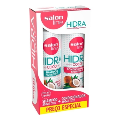 Kit. salon l shampoo+ condicionador hidra coco 300ml, salon line 