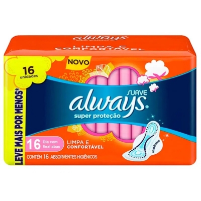 Absorvente Always Suave com Abas 16un 