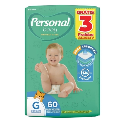 Fralda descartavel personal hiper g c/60