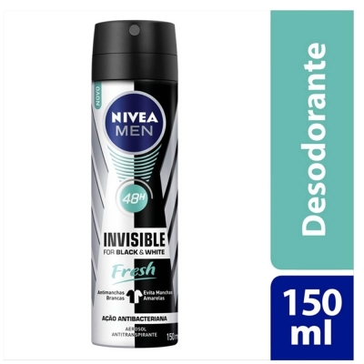 Desodorante nivea aero 150ml black white fresh men