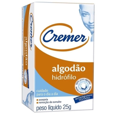 Algodao cremer 25g hidrofilo, hidrofilo