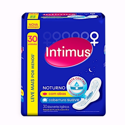 ABSORVENTE INTIMUS NOTURNO SUAVE C/ABAS C/30