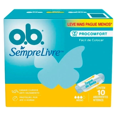 Absorvente interno o.b. procomfort c/10 medio, medio