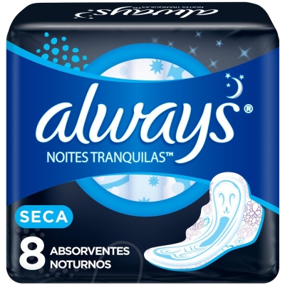 Absorvente always noturno c/8 seca 28cm