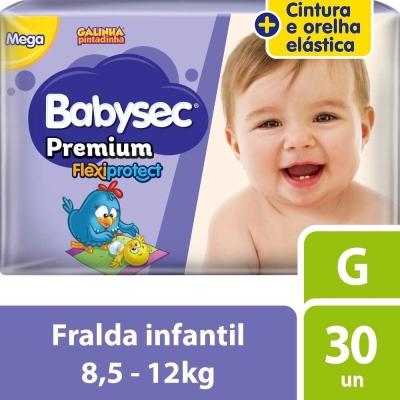 Fralda Descartável Babysec Premium Galinha Pintadinha Mega G c/30