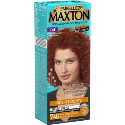 Tintura maxton 7.46 louro medio cobre avermelhado, ruiva + sedutora