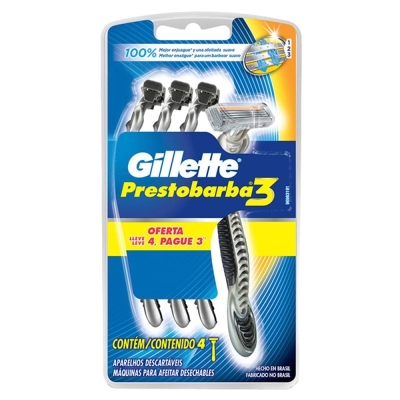 APARELHO BARBEAR GILLETTE PREST 3 LV4 PG3 , ULTRAGRIP CABECA FIXA