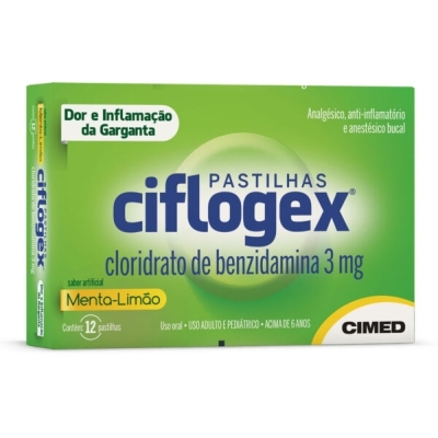 Pastilha Ciflogex Sabor Menta e Limão 12 unidades