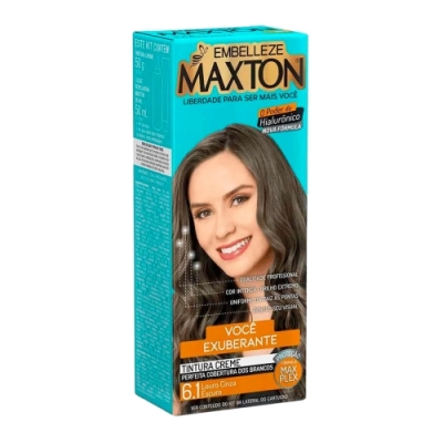 Kit Tinte Maxton Tintura creme tom 6.1 loiro cinza escuro para cabelo