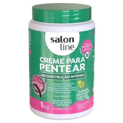 Creme pentear salon line 1kg reconstrucao intensa, controle de volume anti frizz