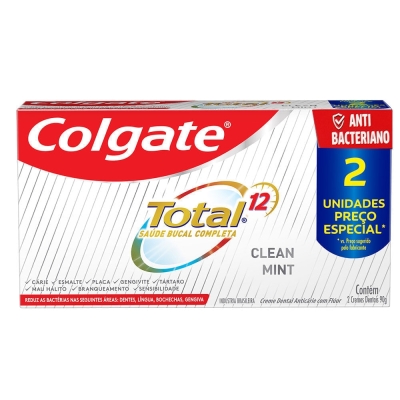 Pasta de dentes Colgate Total 12 Clean Mint em creme pacote x 2