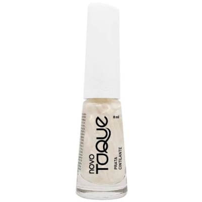 Esmalte novo toque 8ml cintilante prata , novo toque prata cintilante