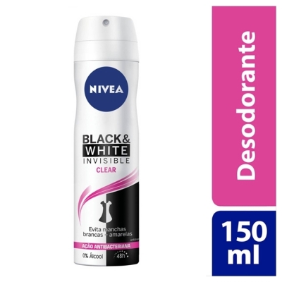 Desodorante nivea aero 150ml invisible clear fem, invisible for black white