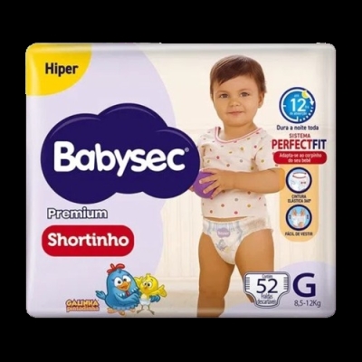 Fralda descartavel babysec shortinho hiper g 1x52un