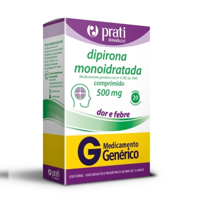 Dipirona Monoidratada 500mg 20 comprimidos Prati Donaduzzi Genérico