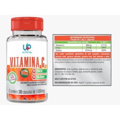 VITAMINA C ZINCO+ SELENIO C/30 1000MG UP NUTRITION