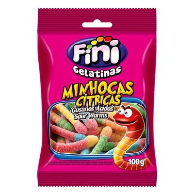 Bala fini gelatinas 100g minhocas citricas, minhocas citricas