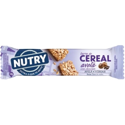 Barra de Cereal Avelã Cobertura Chocolate Nutry Pacote 22g