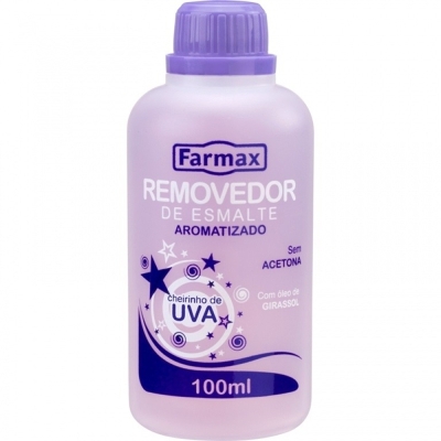 Removedor de esmalte 100ml uva, s/acetona cheirinho uva