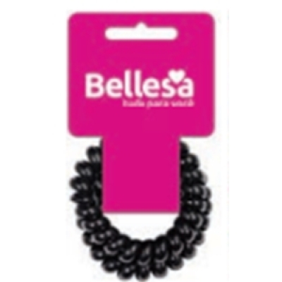 Elastico p/cabelo bellesa fio telefone preto c/2 ref. 763