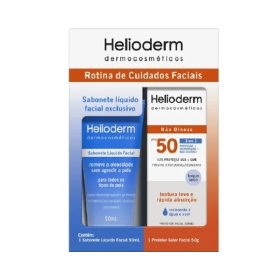 Kit helioderm facial fps50 protetor + sabonete