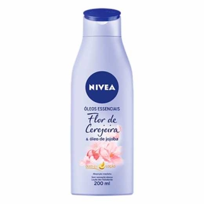  Loção Deo-Hidratante Flor de Cerejeira & Óleo de Jojoba Nivea Óleos Essenciais Frasco 200ml