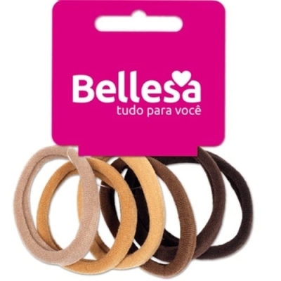 Elastico p/cabelo bellesa meia marrom c/6 ref. 774 peq.
