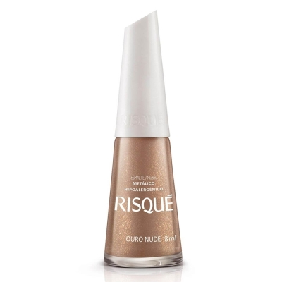 Esmalte risque 8ml ouro nude, risque fashion nude ouro