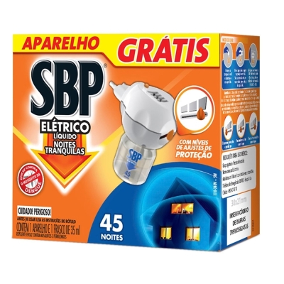 Inseticida sbp eletrico 45 noites c/aparelho, 45noites + aparelho