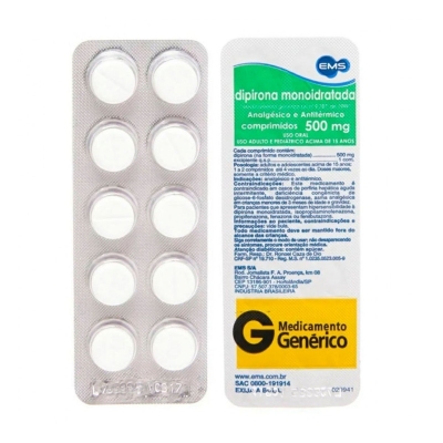 Dipirona sodica 500mg c/10, 500mg cx 240 comp