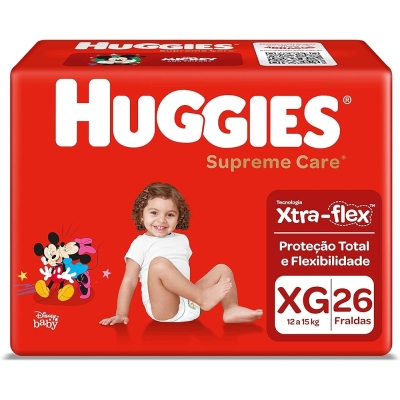 Fralda descartavel huggies supreme care mega xg c/26