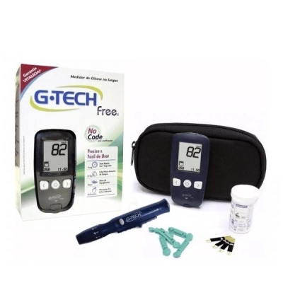 Medidor De Glicose Digital Glicemia Completo - G-tech Cor Preto