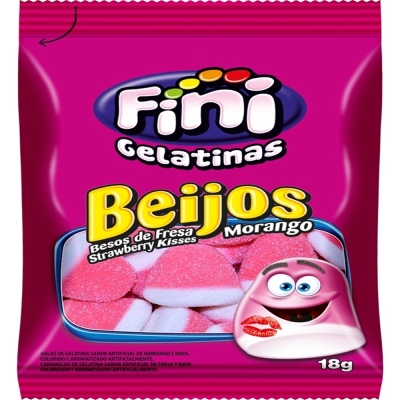 Bala fini gelatinas 15g beijos de morango , fini