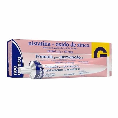 Nistatina+oxido de zinco, 100mui+200mg pomada dermatologa bisnaga 60g