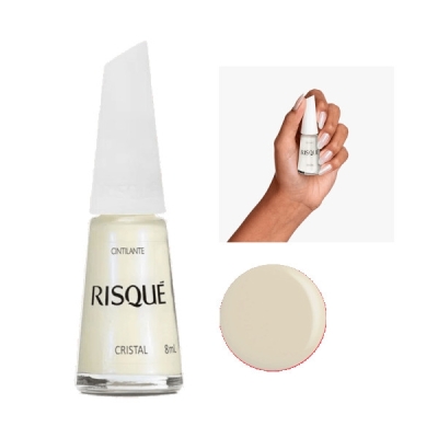 Esmalte Risque Cristal Branco Cintilante Hipoalergênico