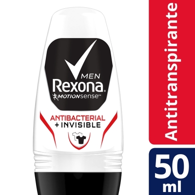 Desodorante rexona rolon 50ml antibacterial+ invisible 