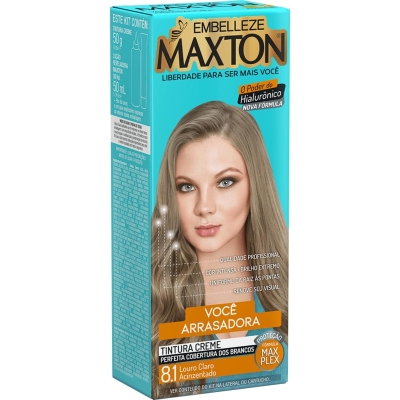 Kit Tintura Maxton Tintura creme tom 8.1 loiro claro acinzentado para cabelo