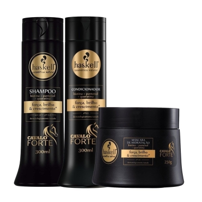 Kit Haskell Cavalo Forte P + Kit Haskell Mandioca P Todas As Cores Biotina, Pantenol E Queratina